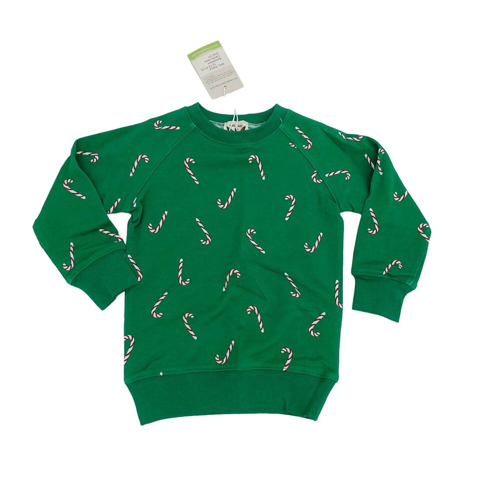NWT The Oaks Apparel 12M Candy Cane Sweatshirt in Green